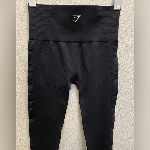 Gymshark Cropped Leggings High Rise Compression Stretch Active Yoga Black Small - Picture 5 of 9